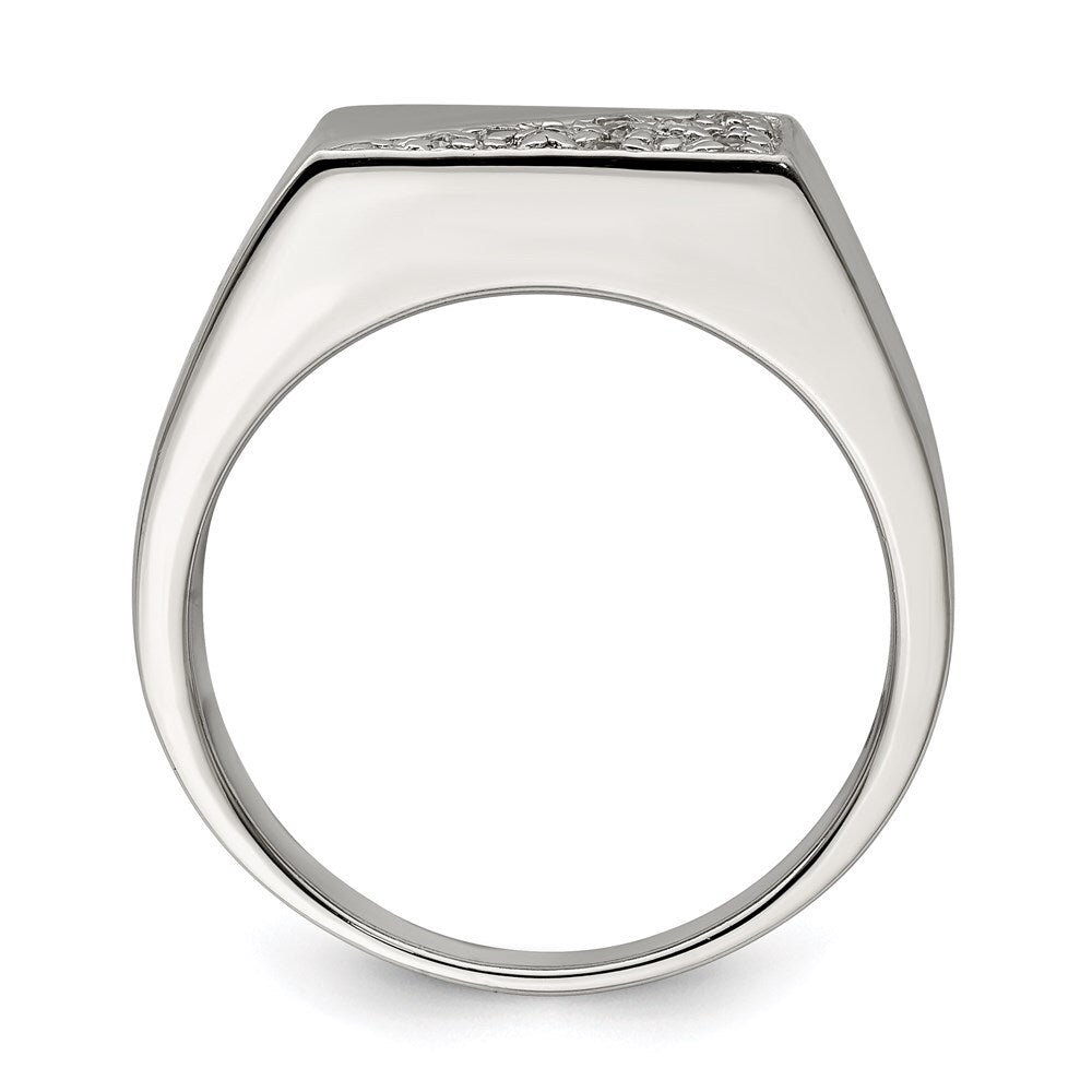 Sterling Silver Rhodium Plated Men's Cubic Zirconia Fashion Ring Size 9