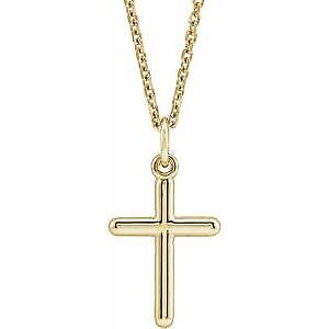 14k Yellow Gold Cross Pendant Necklace 18"