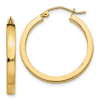 14k Yellow Gold 2x3mm Square Tube Hoops