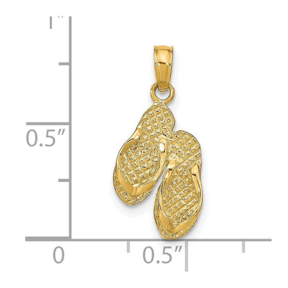 14k Yellow Gold MARCO ISLAND Reversible Flip Flops Pendant for Women