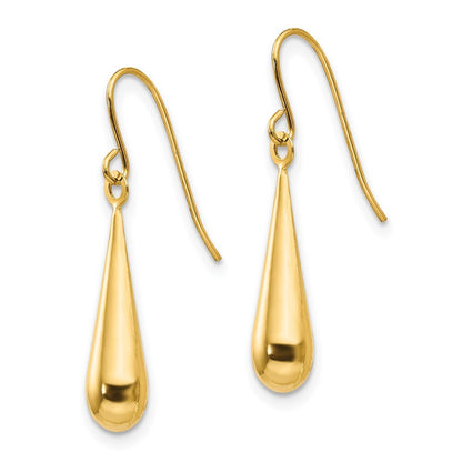 14k Yellow Gold Teardrop Dangle Earrings Gift for Women