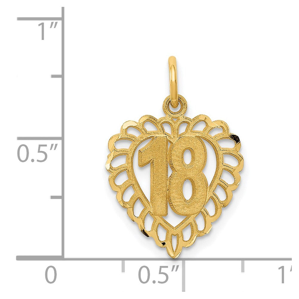 14k Yellow Gold 18 Heart Charm Pendant for Women