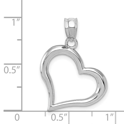 14k White Gold Polished Open Heart Pendant for Women