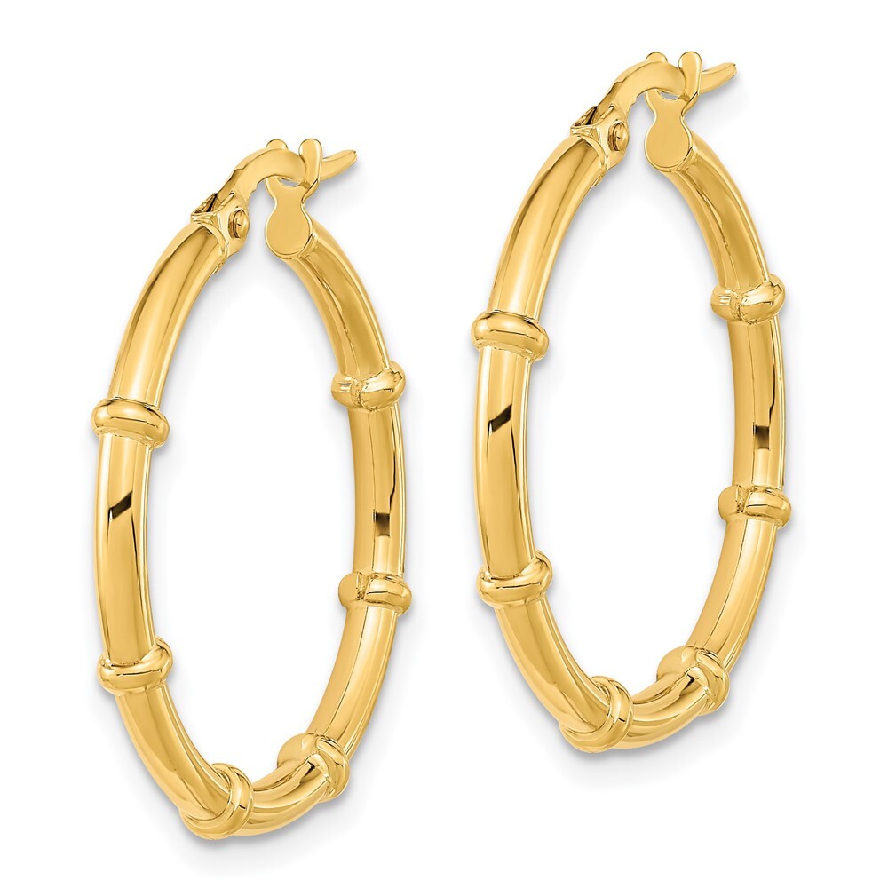 14k Yellow Gold Polished and Fancy Hoop Earrings