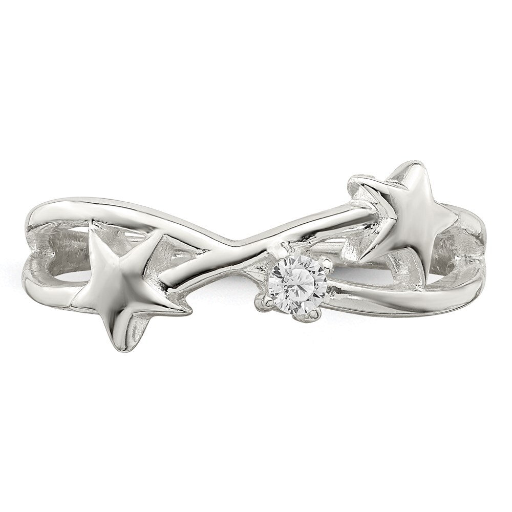 Sterling Silver Cubic Zirconia Star Ring Size 7