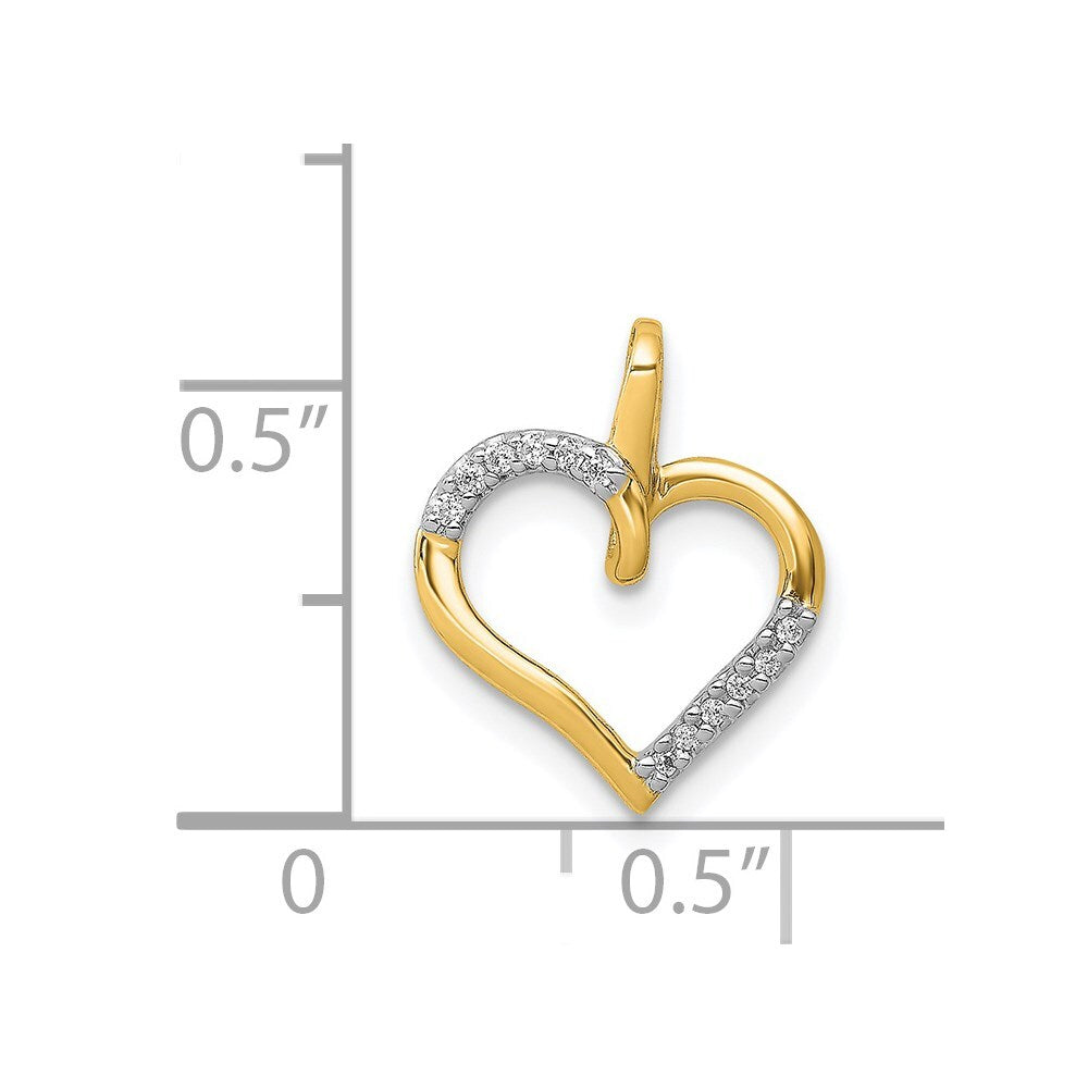 14k Yellow Gold Diamond Heart Pendant for Women