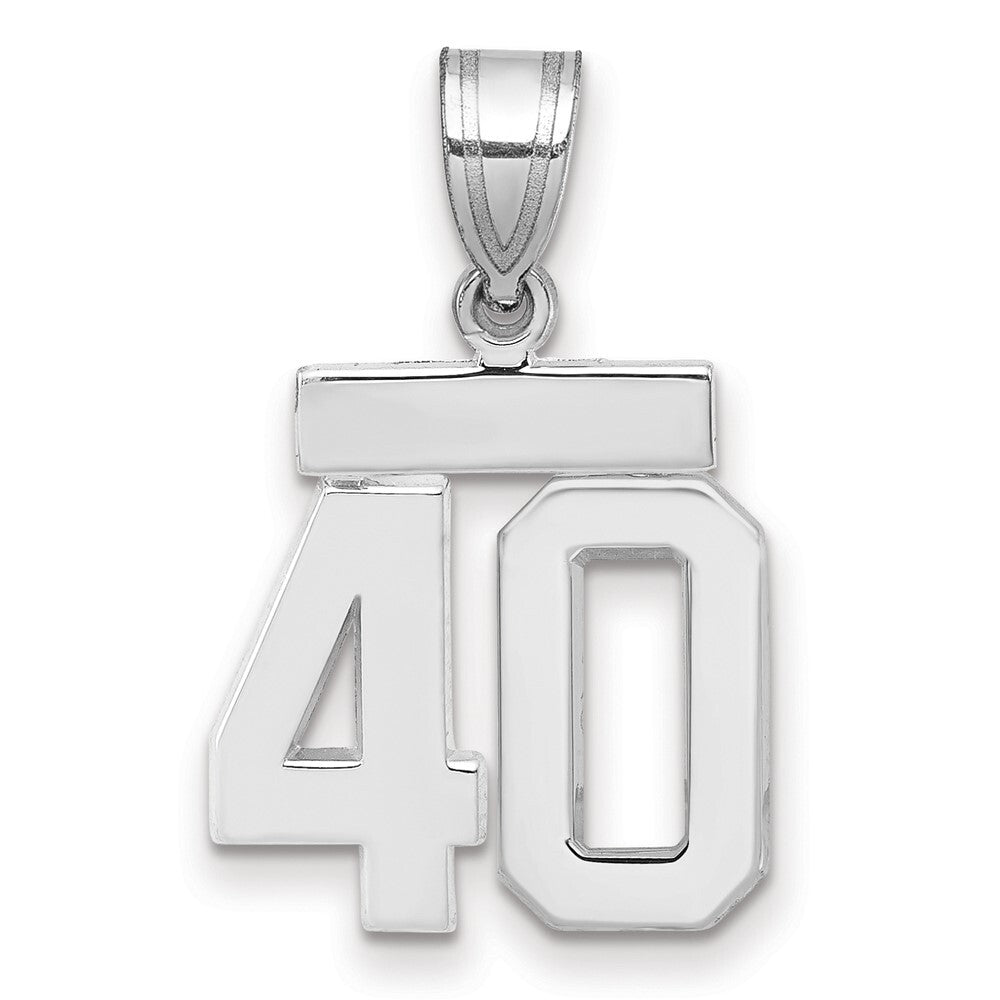 14k White Gold Small Polished Number 40 Charm Pendant for Women