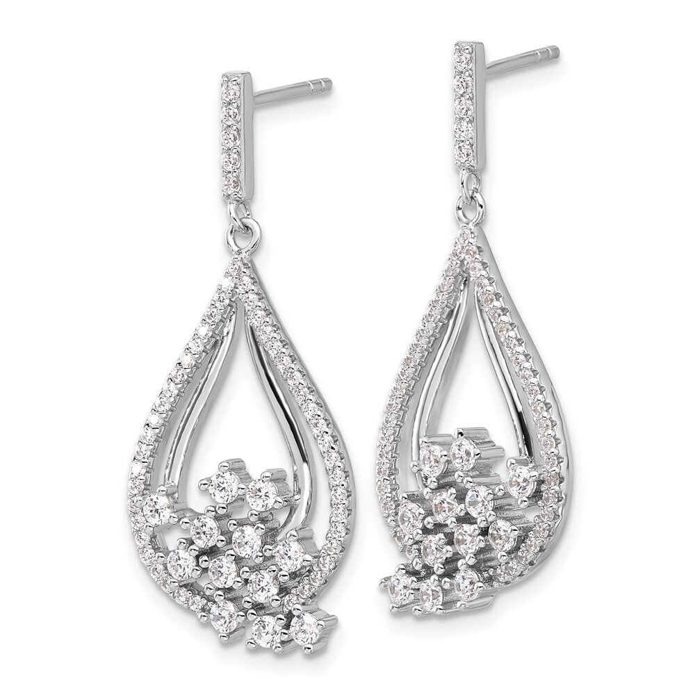 Sterling Silver Rhodium-plated Fancy Cubic Zirconia Dangle Earrings