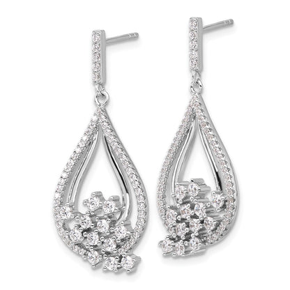 Sterling Silver Rhodium-plated Fancy Cubic Zirconia Dangle Earrings