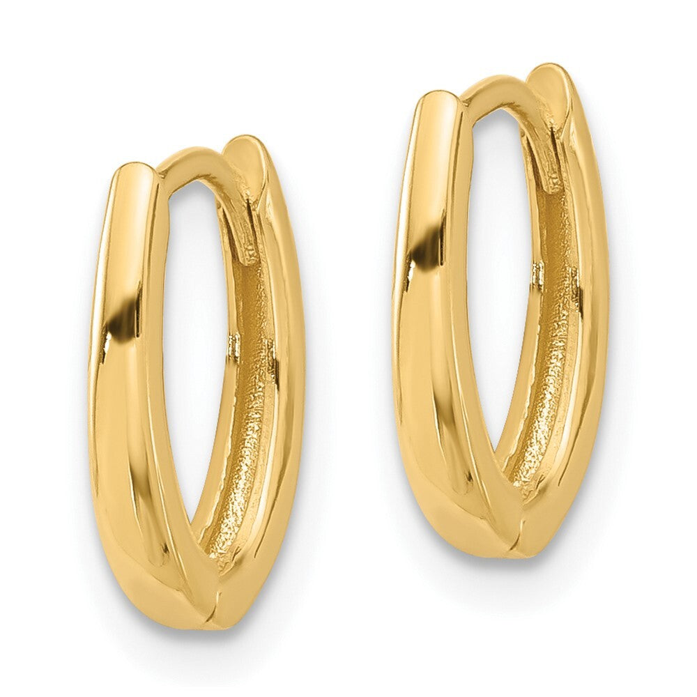 14k Yellow Gold Polished Oval Hinged Hoop Earrings Gift for Women