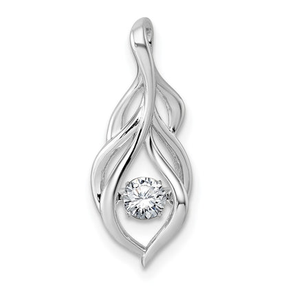 Sterling Silver Dangle Vibrant Moving Cubic Zirconia Open Teardrop Swirl Pendant