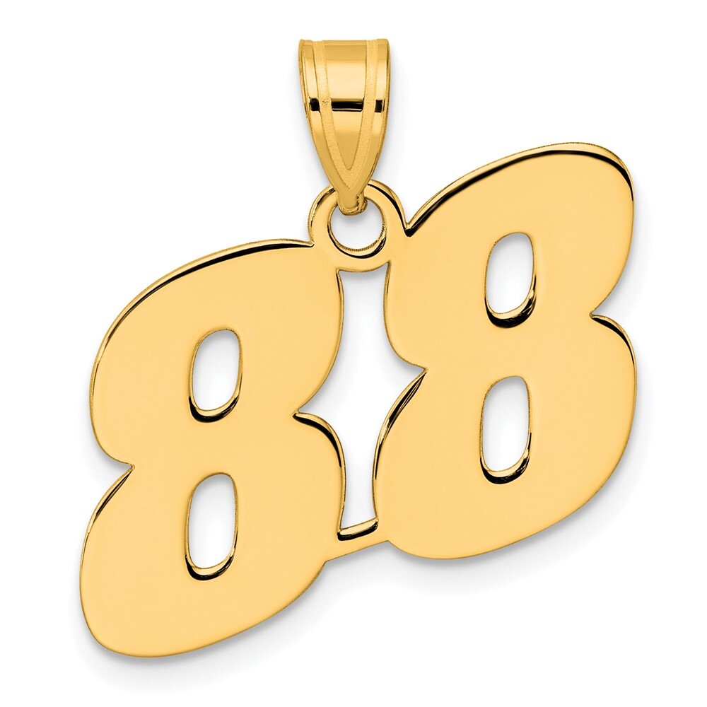 14k Yellow Gold Polished Block Number 88 Pendant for Women