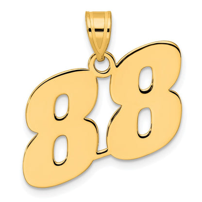 14k Yellow Gold Polished Block Number 88 Pendant for Women