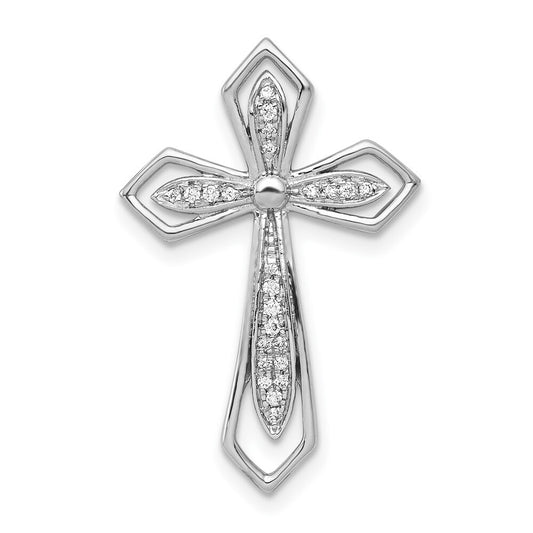 14k White Gold 1/15ct. Diamond Cross Chain Slide Pendant for Women
