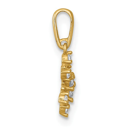 14k Yellow Gold Polished CZ Snowflake Charm / Pendant