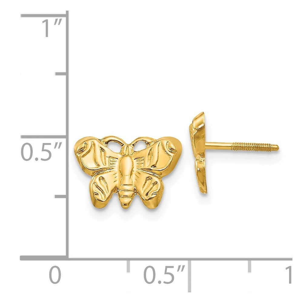 14k Yellow Gold Butterfly Stud Earrings