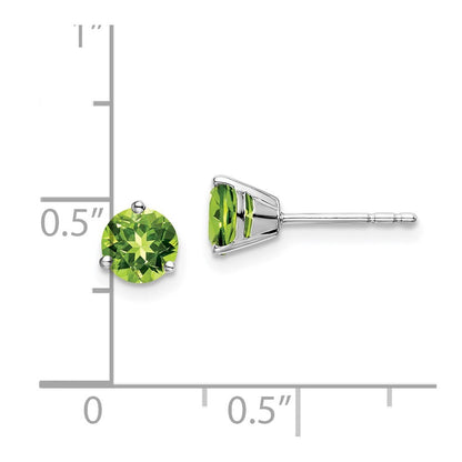 14k White Gold Round Peridot Stud Earrings Gift for Women