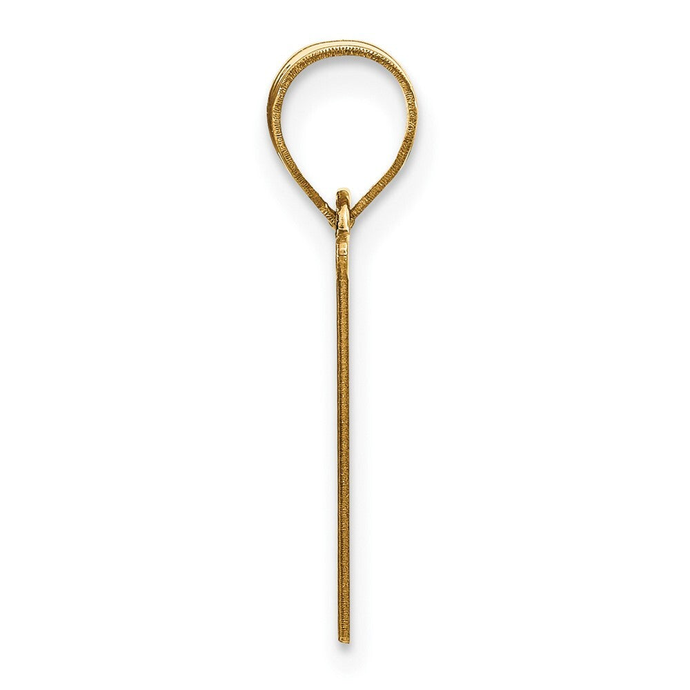 14k Yellow Gold Polished Etched Letter V Initial Pendant for Women