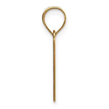 14k Yellow Gold Polished Etched Letter V Initial Pendant for Women