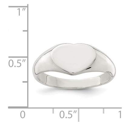 Sterling Silver Heart Signet Ring Size 6