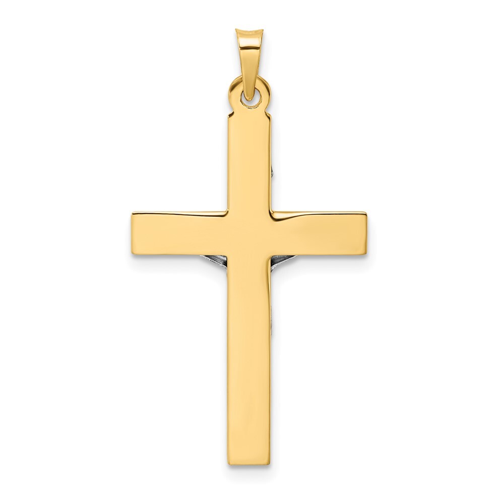 14k Two-tone Gold Polished Solid INRI Crucifix Pendant for Women