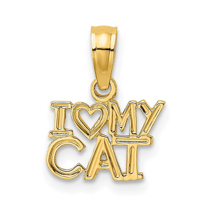 14k Yellow Gold I HEART MY CAT Charm