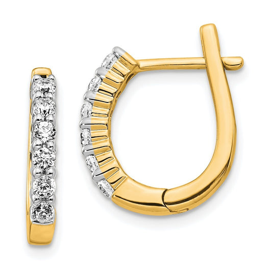 14k Yellow Gold Diamond Hinged Hoop Earrings