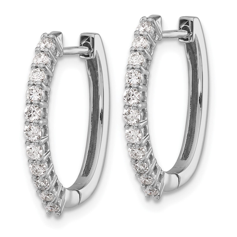 14k White Gold Diamond Hinged Hoop Earrings
