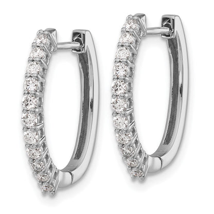 14k White Gold Diamond Hinged Hoop Earrings