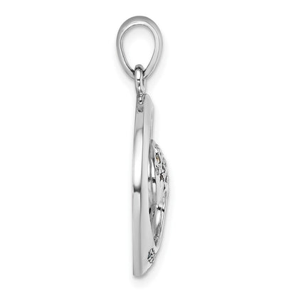 Sterling Silver Rhodium-Plated Polished Cubic Zirconia Wave Pendant