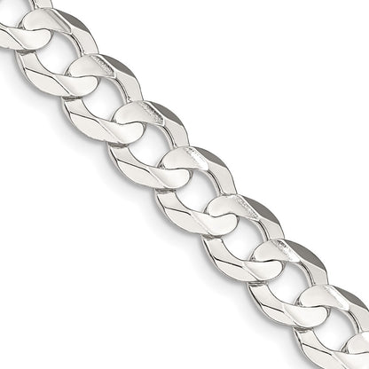 Sterling Silver 7.8mm Concave Beveled Curb Chain Necklace