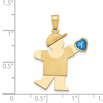 14k Yellow Gold Boy with Cubic Zirconia December Birthstone Charm