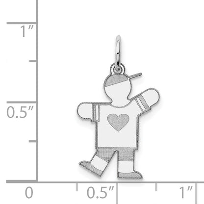 14k White Gold Kid Charm Pendant for Women