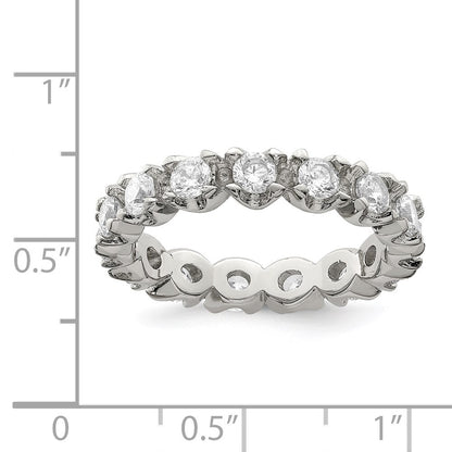 Sterling Silver Rhodium-plated Cubic Zirconia Eternity Ring Size 6