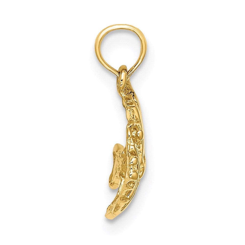 14k Yellow Gold Polished Engraved FISH Charm
