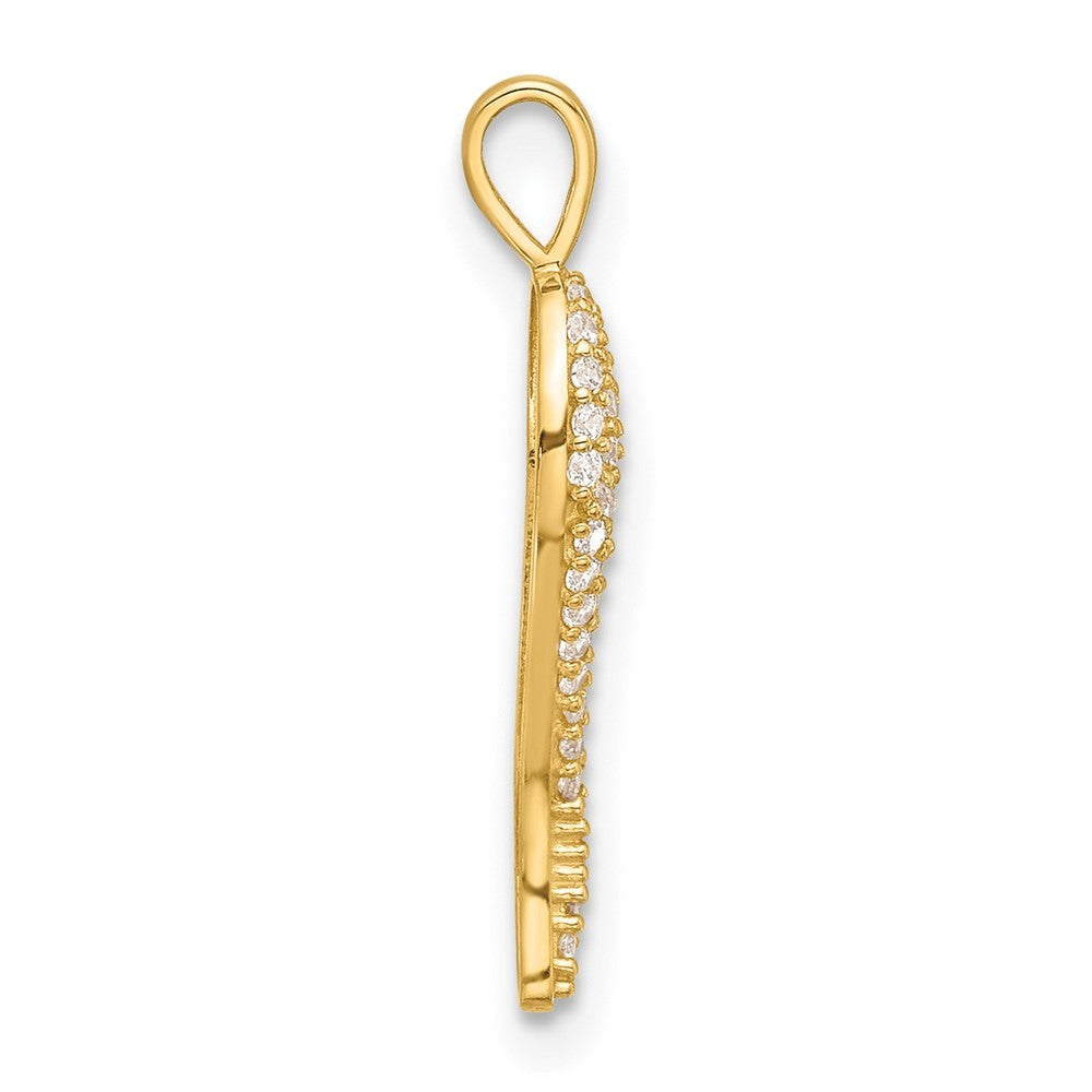 14k Yellow Gold Polished Cubic Zirconia Small Italian Horn Pendant