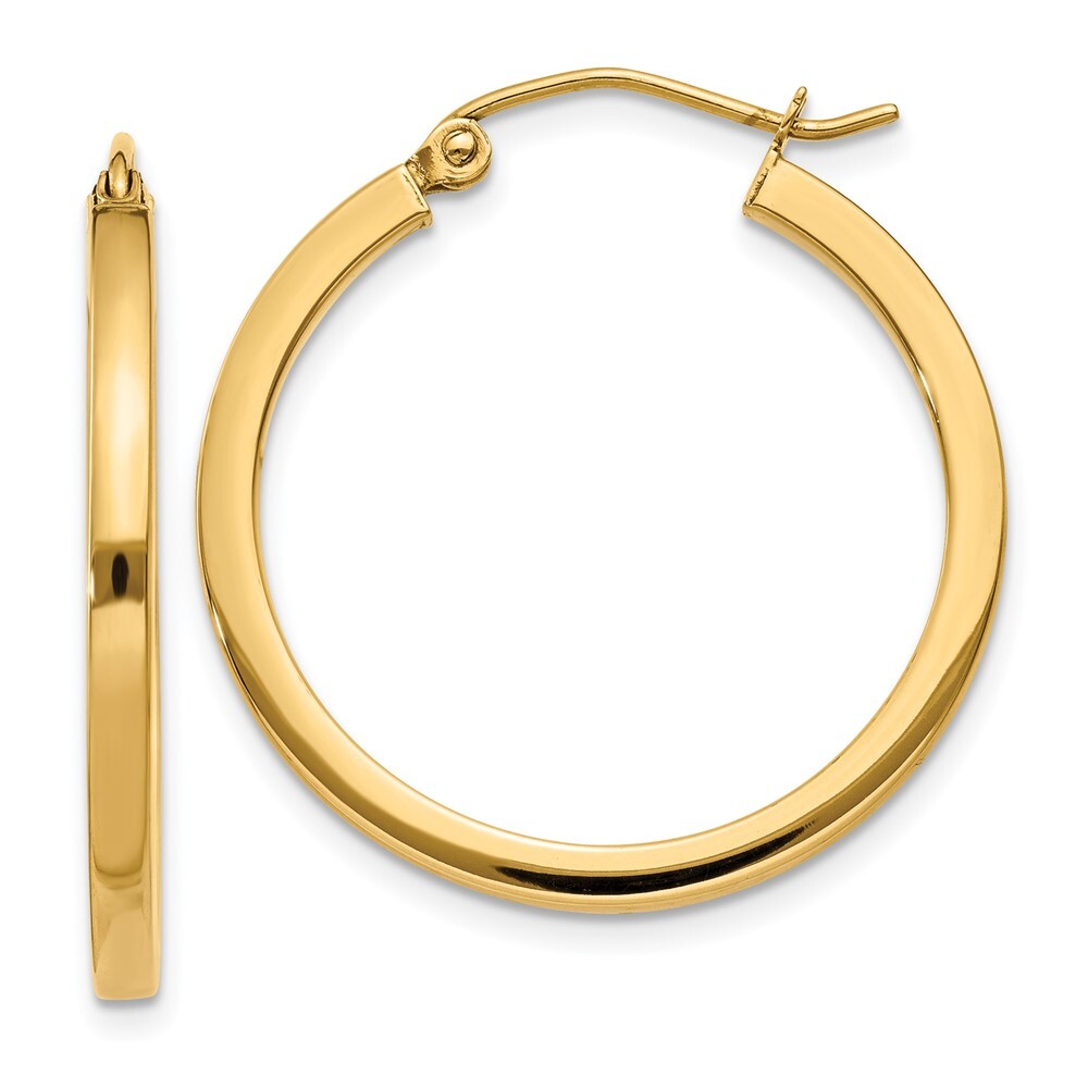 14k Yellow Gold 2mm Square Tube Hoop Earrings Gift for Women