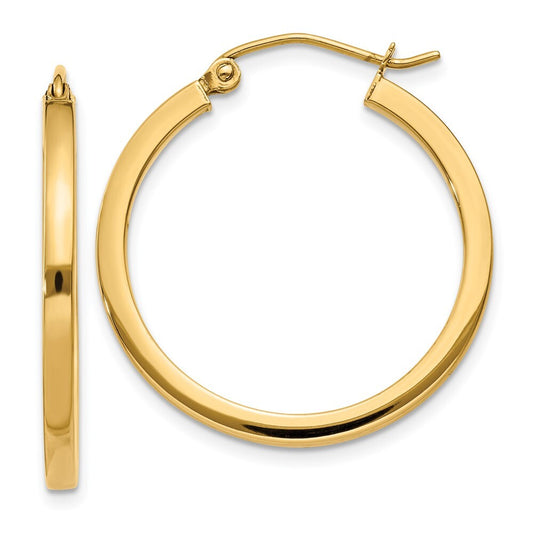 14k Yellow Gold 2mm Square Tube Hoop Earrings Gift for Women