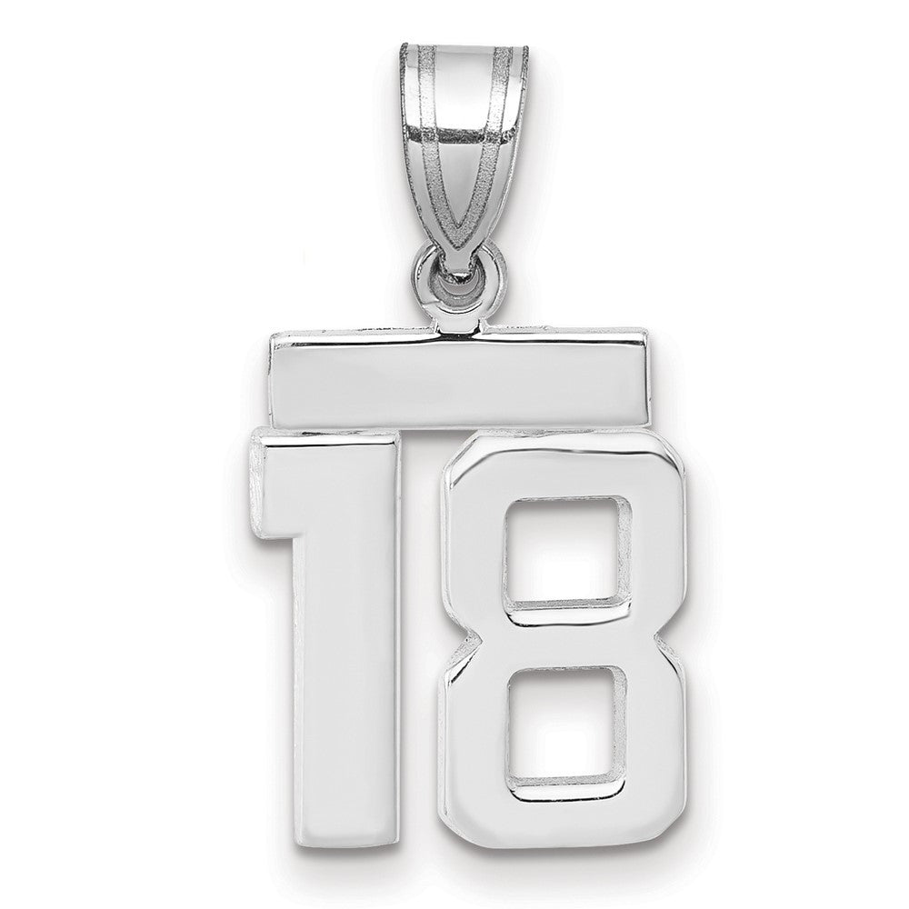 14k White Gold Small Polished Number 18 Charm Pendant