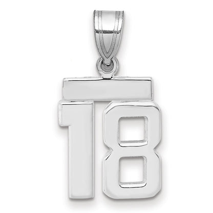 14k White Gold Small Polished Number 18 Charm Pendant