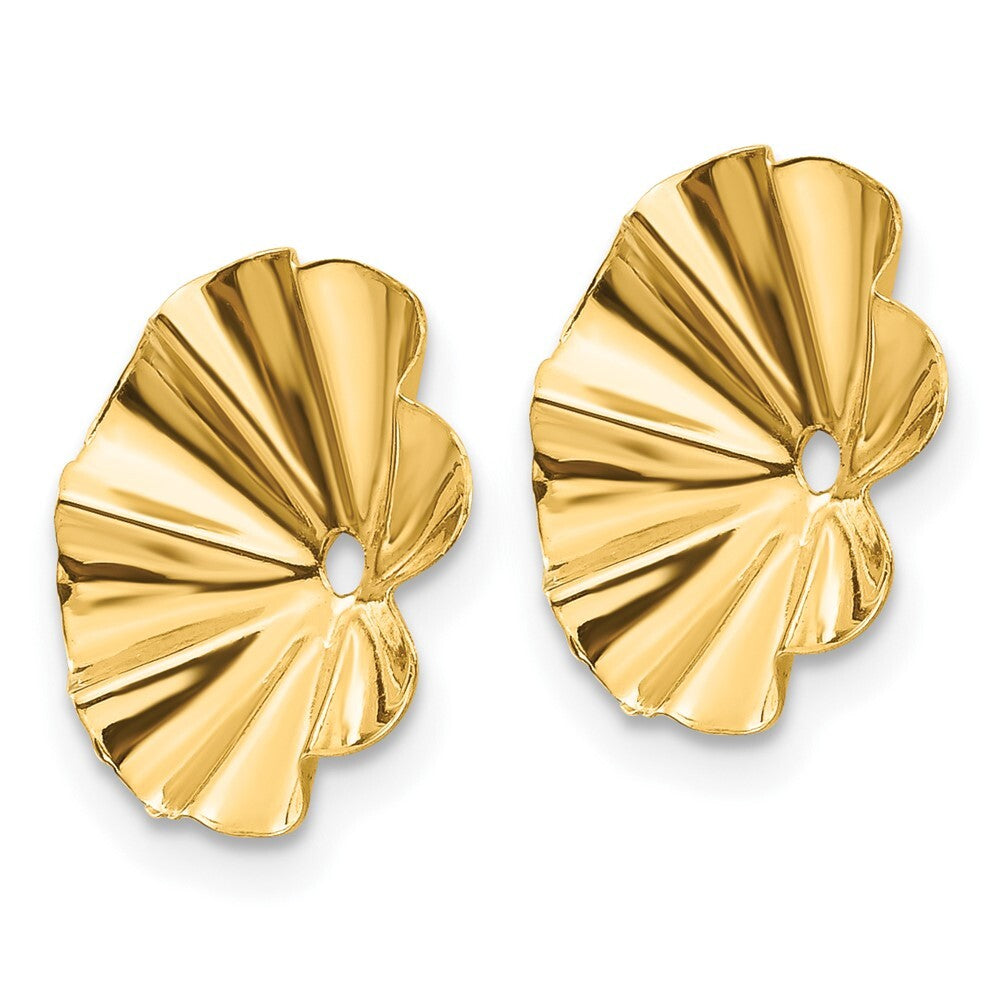 14k Yellow Gold Polished Fancy Earring Jackets Gift for Women