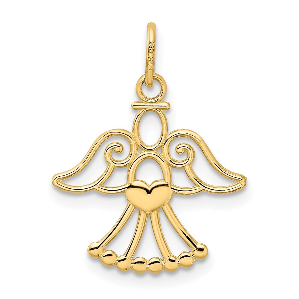 14k Yellow Gold Angel Charm Pendant for Women