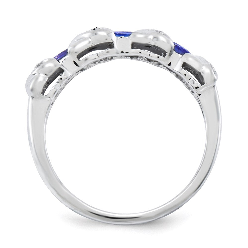 Sterling Silver Rhodium Tanzanite & Diamond Ring Size 6
