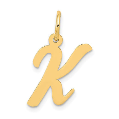14k Yellow Gold Medium Script Letter K Initial Charm Pendant