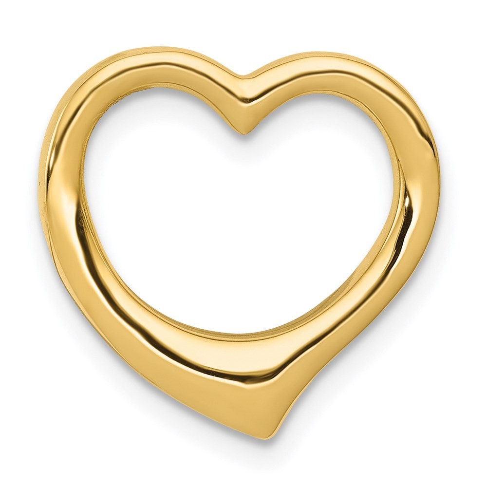 14k Yellow Gold Polished Floating Heart Chain Slide