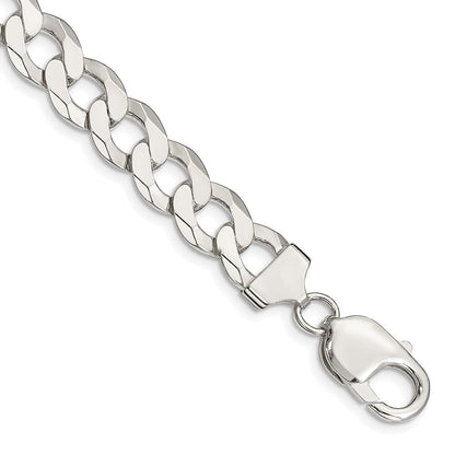 Sterling Silver 9.75mm Flat Curb Chain Bracelet