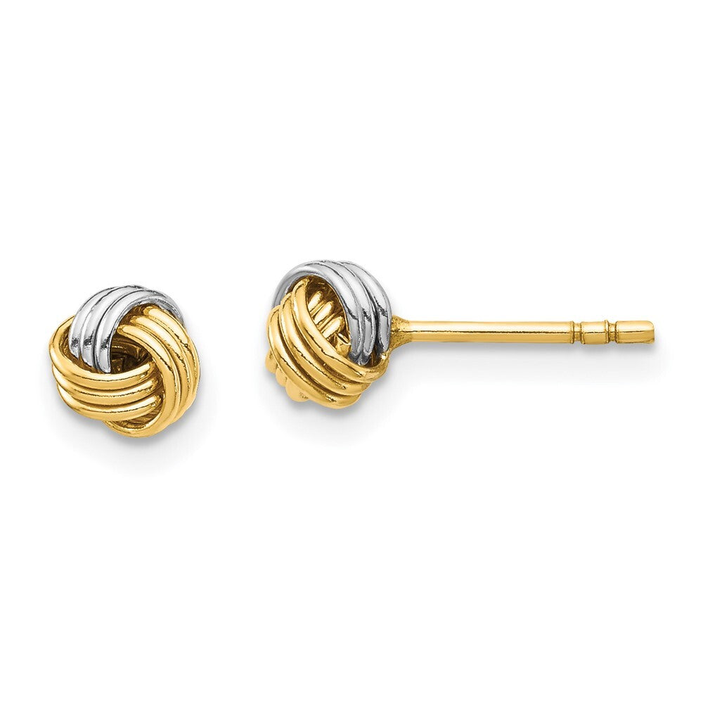 14k Yellow Gold White Rhodium Love Knot Earring Gift for Women