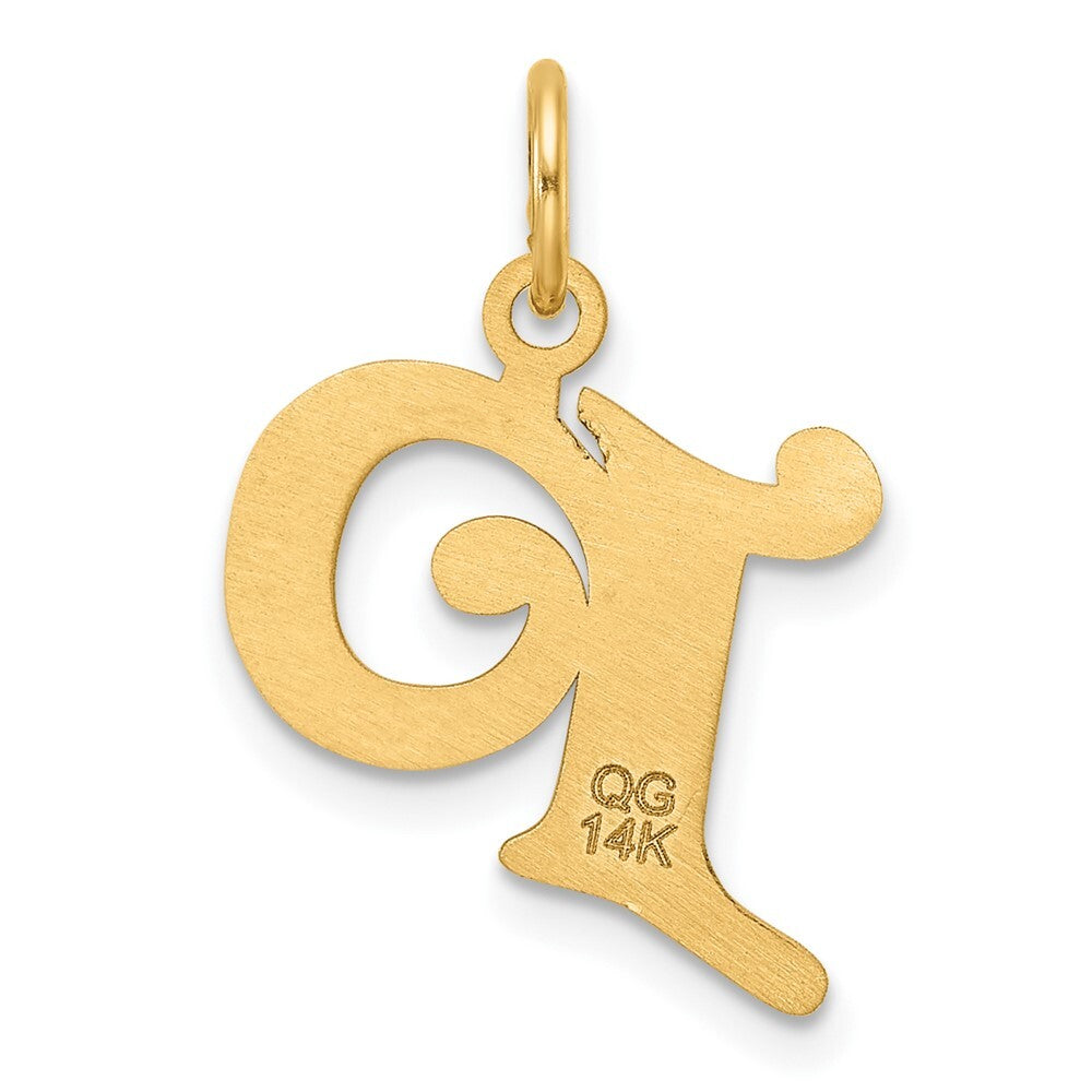 14k Yellow Gold Diamond-cut Letter P Initial Charm Pendant for Women