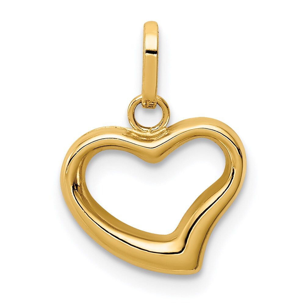 14k Yellow Gold Polished Cut-out Puffed Heart Charm Pendant for Women