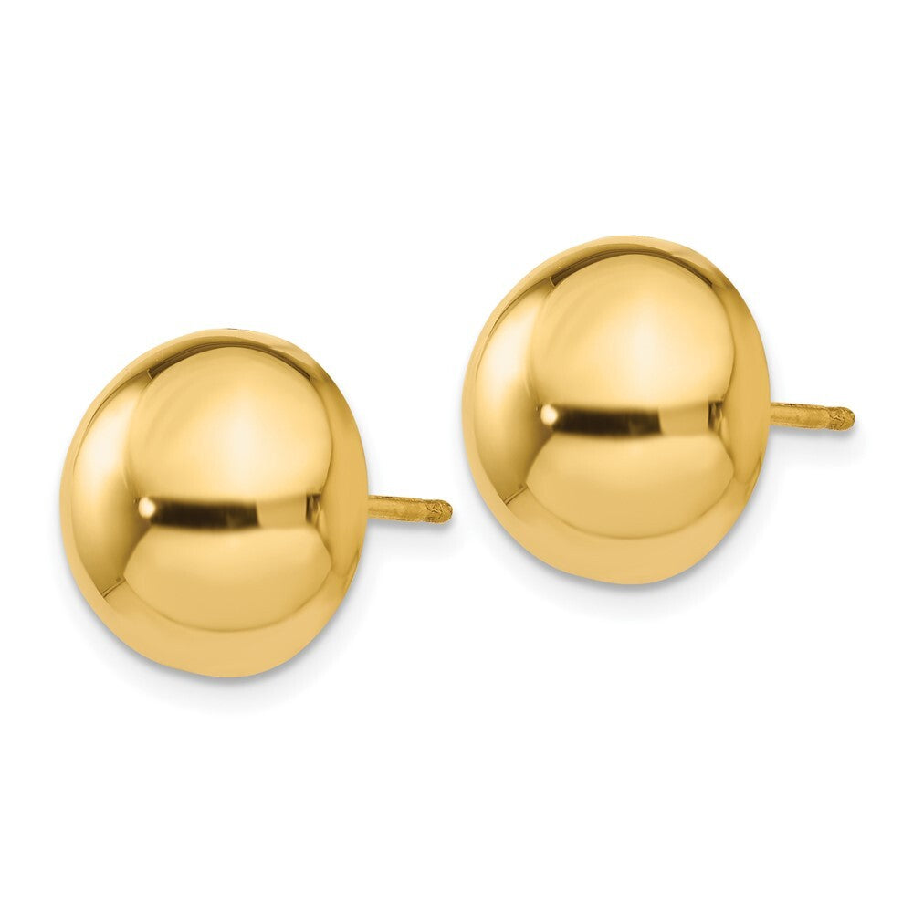 14k Yellow Gold Polished 12mm Half Ball Stud Earrings Gift for Women